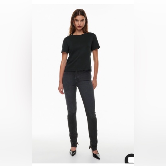 RE/DONE Aritzia SUPER HIGH DRAINPIPE Jeans Size 29 Washed Noir Black Ankle Zip